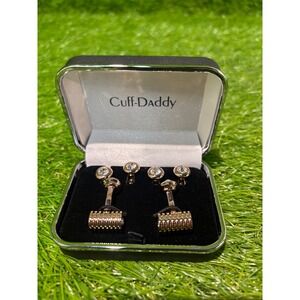 Cuff-Daddy Gold Tone Crystal Cufflinks and Stud‎ Set Formal Menswear Accessories